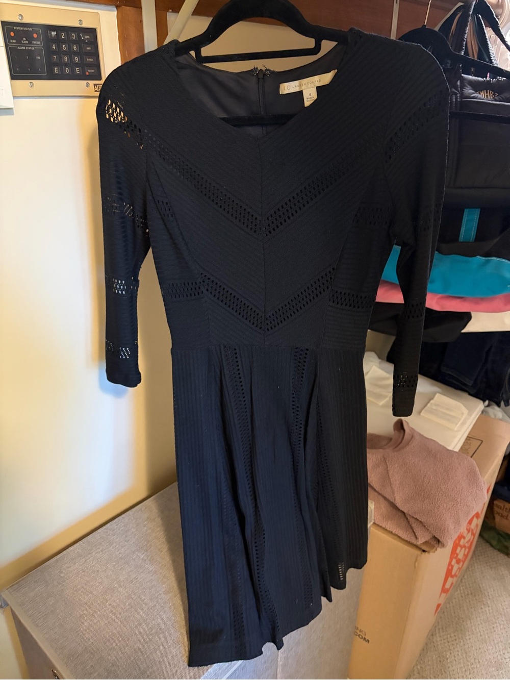 LC Lauren Conrad Black Long-Sleeve Fit & Flare Dress